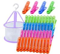 Clothes Pegs for Washing Line With Bag Laundry Pegs 48 Pack, Washing Line Peg Basket for Washing Line, Clothes Pegs Extra Strong Plastic Clothes Pegs And Bag Set Clothespins for Home Garden
