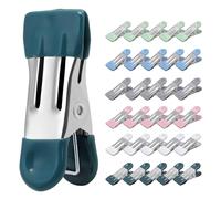 Clothes Pins Heavy Duty 30 Pack, 2.17 Inch Metal Chip Clips, Clothespins for Photo Drying Clothesline Laundry Sock, Bag Clips for Food Kitchen Stainless Steel with Rubber, 6 Colors