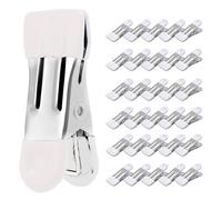 Clothes Pins Heavy Duty 30 Pack - 2.18 Inch Metal Chip Clips, Clothespins for Photo Drying Clothesline Laundry Sock, Bag Clips for Food Kitchen Stainless Steel with Rubber, White
