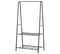 HOMCOM Metal Clothes Rack Coat Garment Hanger Hallway Organiser Hanging Rail Stand 2-tier Shoe Shelving A Shaped 77L x 45W x 153H cm Black Aosom UK