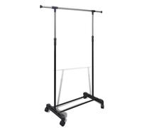 Clothes Rack Adjustable Black Stainless Steel 84-150cm L 108-170cm H 42cm wheels