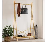 Clothes Rack Bamboo Natural 102x50x190cm Free-Standing with Shelf Compact Slim