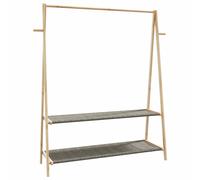 Clothes Rack Bamboo Natural 96x45.5x155.5 cm Foldable Wooden Shelves Wheels With