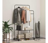 vidaXL Clothes Rack with Shelf with Wheel Black 80 x 53 x 156 cm