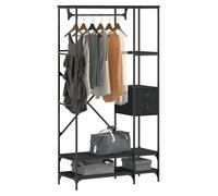 Clothes Rack Black 97x40x180cm Engineered Wood & Metal Compact Closet w/Shelves.
