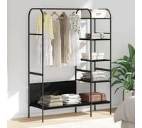 Clothes Rack Black Oak 120x44x160cm Engineered Wood 6-Tier Steel Frame Storage.