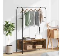 Clothes Rack Brown Oak 100x44x160cm Engineered Wood with Shelves & Hooks Sturdy
