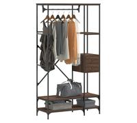 Clothes Rack Brown Oak 97x40x180cm Engineered Wood MetalFrame Compact w/ Shelves