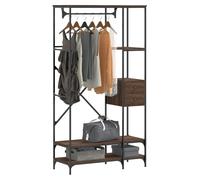 Clothes Rack Brown Oak 97x40x180cm Engineered Wood MetalFrame Compact w/ Shelves
