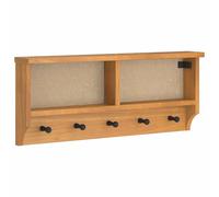 Coat Rack Solid Pinewood Acacia Finish 87x12x35 cm Wall Mounted 5 Hooks Rustic.