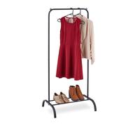 Relaxdays Rack, Stable Clothing Rail With Shelf for Shoes, Wardrobe for Small Spaces, 144 x 60 x 44 cm, Black, Steel
