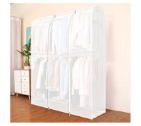 Clothes Rack Cover, Dustproof Garment Bag Height-Increased Clothes Rail Cover with 2 Metal Zips Breathable Clothes Protector Bag for Double Rod Clothes Rail(Size:180×50×180cm,Color:B)