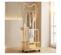 Clothes Rack Double Rods With Wheels, Portable Clothing Hanging Garment Rack, With Storage Shelf, Freestanding Metal Clothing Hanger Racks, Wardrobe Rack(Gold,60cm/23.6in)