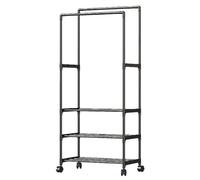 Clothes Rack - Heavy Duty Clothes Rack | Clothes Rack | Clothes Racks with Double Rods on Wheels | Rolling Clothes Organizer for Coats, Shirts and Dresses, Shelf m