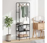 Clothes Rack Industrial Hallway Organizer Black Oak Engineered Wood 60x30x171 cm
