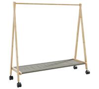 Clothes Rack Natural Bamboo 106x34x106.5 cm Foldable With Shelf & Wheels Varnish