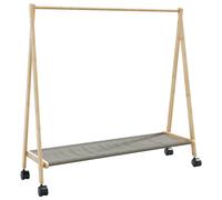 Clothes Rack Natural Bamboo 106x34x106.5 cm Foldable With Shelf & Wheels Varnish