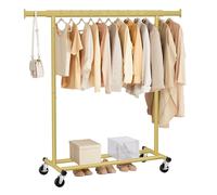 Clothes Rack on Wheels, Heavy Duty Clothes Rail, Pale Gold