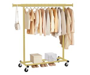 Clothes Rack on Wheels, Heavy Duty Clothes Rail, Pale Gold