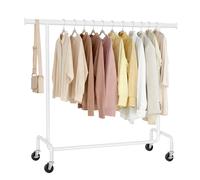 Clothes Rack on Wheels, Heavy-Duty Clothes Rail, White