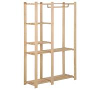 Clothes Rack Solid Pinewood 110x38x170 cm Natural Wood 5-Shelf Hanging for Hall