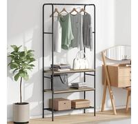 Clothes Rack Sonoma Oak 77x30x171cm Engineered Wood Steel Frame 2 Shelves Modern