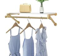 Clothes Rack, Wall Mounted Organizer with Top Shelf, Creative Display Rack for Home or Store, Space-Saving Metal Design for Clothing, Garments and Accessories