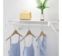 Clothes Rack, Wall Mounted Organizer with Top Shelf, Creative Display Rack for Home or Store, Space-Saving Metal Design for Clothing, Garments and Accessories
