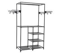 Clothes Rack Wardrobe Bedroom Furniture Steel and Non-woven Fabric 87x44x158 cm -B Black