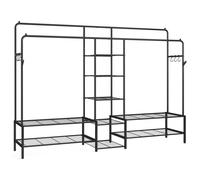 Clothes Rack with 9 Shelves, Open Wardrobe Metal Frame, Garment Rail for Bedroom, Entryway, Black