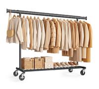 Clothes Rack with Extendable Rail, (160-200)W cm with Shelf / Black