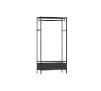 SONGMICS Clothes Rack, Heavy-Duty Garment Rack, Clothing Rack with Mesh Shelf, 2 Fabric Drawers, Hanging Rail, Hooks, Freestanding Portable Wardrobe Closet Rack, Ink Black LGR411B02