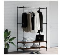 Clothes Rack with Shelves Brown Oak 100x45x162.5cm Compact Engineered Wood&Metal