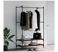 Clothes Rack with Shelves Brown Oak 100x45x162.5cm Compact Engineered Wood&Metal