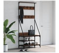 Clothes Rack with Shoe Storage Brown Oak 80x40x184cm Engineered Wood Metal Frame