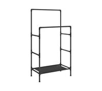 Clothes Rail, Clothes Rack, Clothing Drying Rail, Metal Stand with 2 Hanging Rails and Storage Shelf, Max. Load 55 kg, Easy Assembly, Black