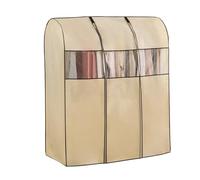 Clothes Rail Cover Breathable 2ft~4.92ft,Beige Garment Rail Cover with Zipper and Clear Window,Dustproof Hanging Coat Protector Bags for Clothes Rack,Beige-150x50x150cm
