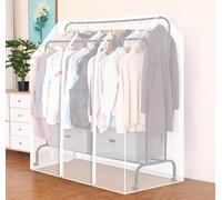 clothes rail cover Transparent Clothes Garment Zipped Rail Cover, clothing wardrobe storage clothes covers protector bags Strong Zipped Hanging Coat Large Protective Garment Cover A,80x75cmx150cm