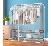 Clothes Rail Cover with 2 Zip,Transparent/Clear Garment Rack Cover Large Dustproof Waterproof PEVA,Garment Coat Hanger Protector for Clothing Storage,A-200x50x150 cm