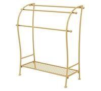 Clothes Rail Garment Rack Freestanding Towel Rack, 3 Tier Pool Towel Rack Metal Blanket Rack for Bathroom Bedroom Beach Hot Tub Gym Pool Area Outside, Gold-65x28x85cm