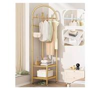 Clothes Rail Garment Rack Metal Corner Coat Rack With Storage Basket, Freestanding Clothes Rack Organizer Floor Clothing Racks For Entryway, Living Room, Bedroom, Home, Office ( Color : Gold , Size :
