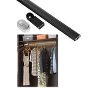 Clothes Rail Heavy Duty for Wardrobe, 24 mm Wall-Mounted Oval Hanging Rail for Closet, Cabinet, Bathroom, Window Curtain & Shower(Black,151cm)