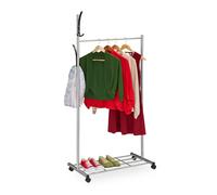 Clothes rail Mobile Coat Rack Freestanding Wardrobe Industrial Hanger 4 Castors