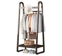Clothes Rail Rack Bamboo Double Coat Rack Stand with 2 Hanging Rods 3 Hooks and 50 x 39 x 160 cm Size Freestanding Garment nizer for Entryway Bedroom Living Room Brown Coat Stand for Clothes Storage