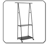 Clothes Rail Vintage Industrial Coat Rack with Hanging Rails for Clothes 3-in-1 Clothes Rails for Bedroom with Shoe Storage & Shelf Hallway Clothes Rack with Metal Frame Black 167x60x35CM
