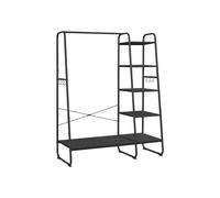 Clothes Rail with Storage Shelves, Ebony Black and Matte Black