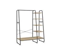 Clothes Rail with Storage Shelves, Turquoise Brown and Matte Black