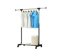 Clothes Rail with Wheels, Adjustable Storage Garment Shelf Free Standing Chrome Mobile Tidy Hanging Display Stand Rack for Bedroom Guest Room Children's Room Living Room