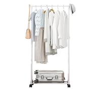 Clothes Rail With Wheels | Clothes Racks For Hanging Clothes, Movable Clothes Rack With Bottom Shoes Shelf, Clothes Rail Wheels, Mobile Tidy Coat Garment Clothing Hanging Rail Rack Storage Stand