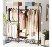 Clothes Rails, Heavy Duty Metal Clothes Rack with Shelves and Hanging Rails for Garments, Freestanding Wardrobe Closet Rack with Hanging Rods, Adjustable Shelves and Storage Baskets (4 hanging rods)